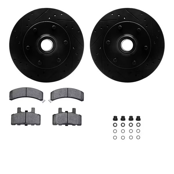 8512-48132, Rotors-Drilled and Slotted-Black w/ 5000 Advanced Brake Pads incl. Hardware, Zinc Coated, Dynamic Friction Co, Mfr#: 8512-48132